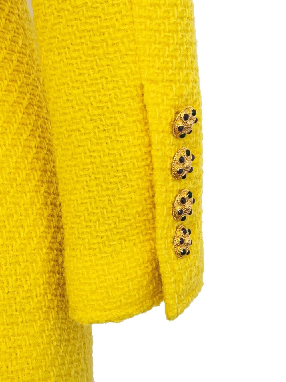 Pre-owned Chanel 1996-1997 Double-breasted Bouclé Jacket In Yellow