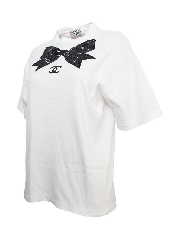 Chanel Pre-owned 1990s bow-print T-Shirt - White