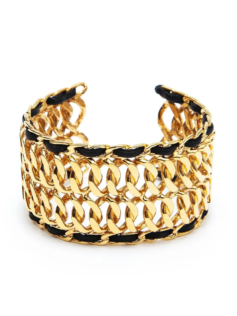 

Chanel Pre-Owned 1990s leather-and-chain cuff - Gold