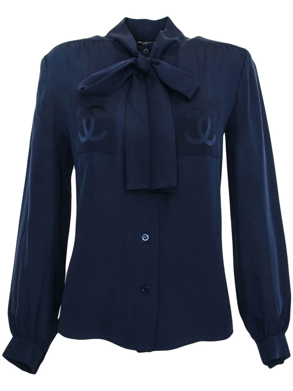 

Chanel Pre-Owned 1990s logo silk blouse - Blue