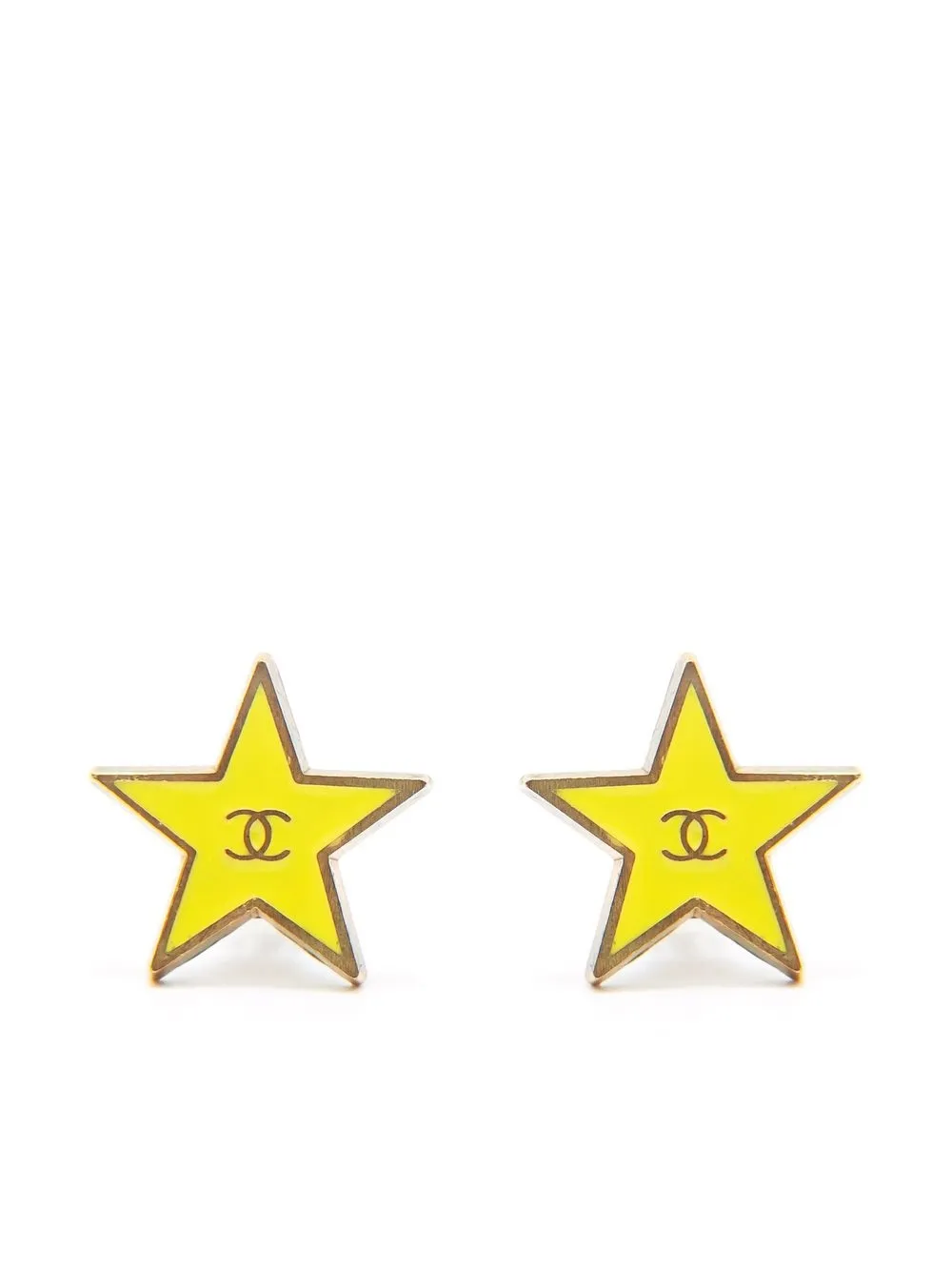 

CHANEL Pre-Owned aretes de clip en forma de estrella con logo 2001 - Dorado