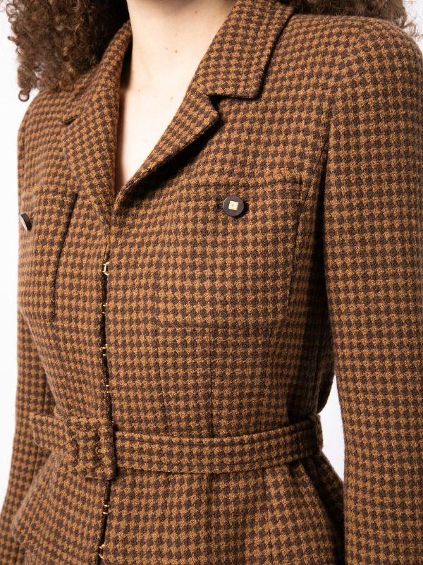 Brown Faux Fur-Trimmed Tweed Coat