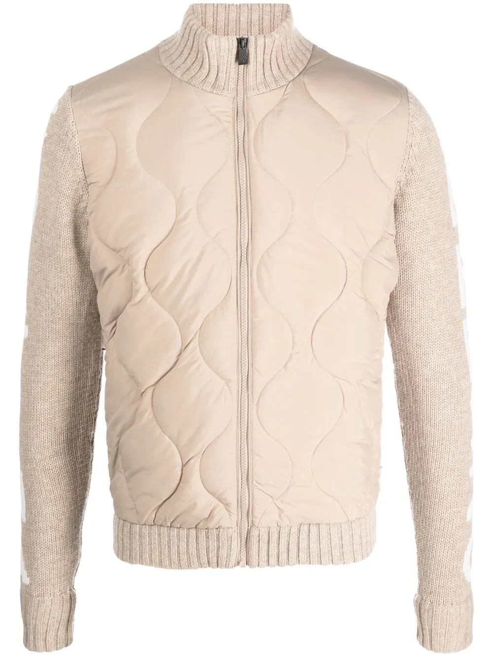 

MC2 Saint Barth quilted-panel zip-up knit cardigan - Neutrals