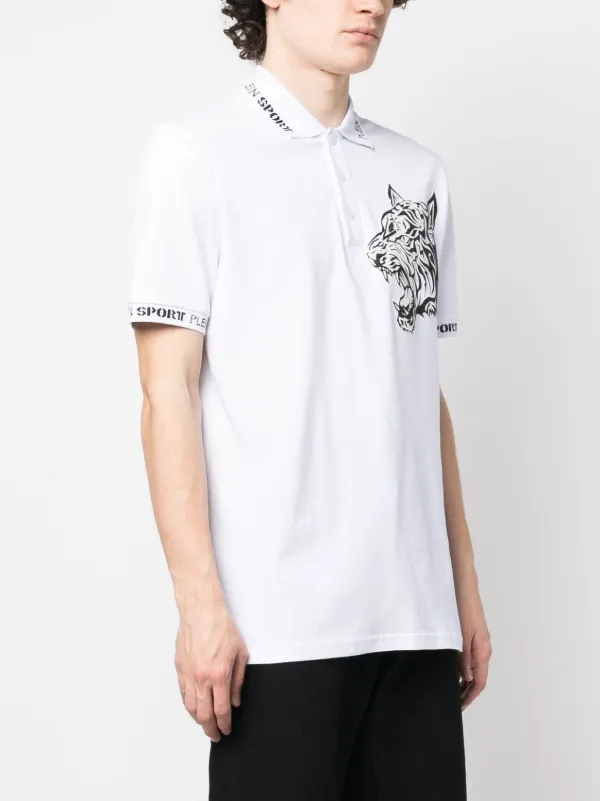 Plein Sport Camisa Polo Com Estampa De Tigre | Branco | FARFETCH BR