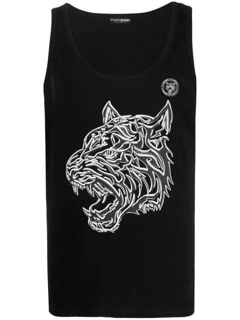 Plein Sport Trägershirt mit Tiger-Print