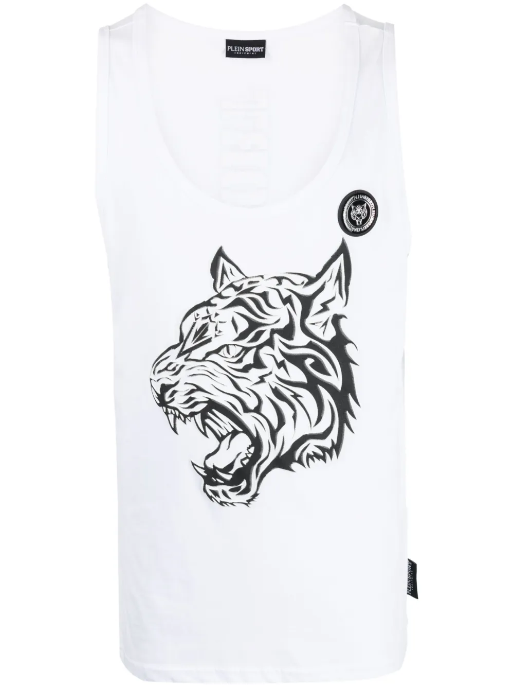Plein Sport Tiger-print Tank Top In White