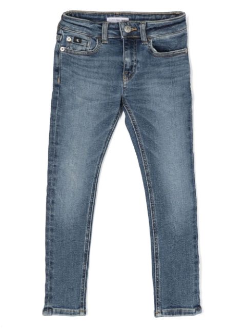 Calvin Klein Kids - logo-patch tapered-leg jeans