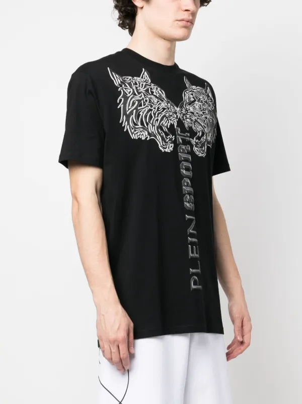 Plein Sport tiger-print T-shirt | Black | FARFETCH JO
