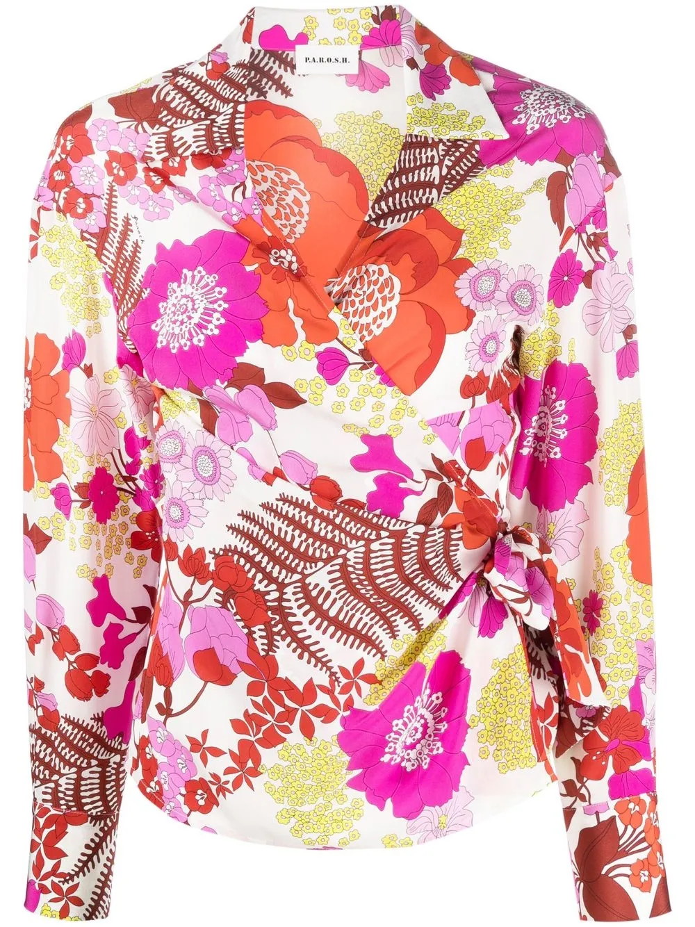 

P.A.R.O.S.H. side-tie silk shirt - White