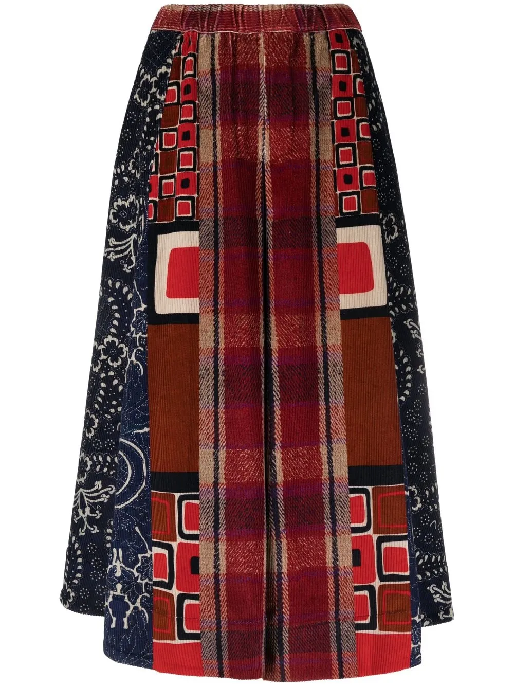 

Pierre-Louis Mascia mixed-print full skirt - Red
