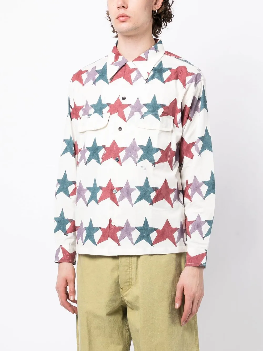 Shop Story Mfg. Star-print Button-up Shirt In 白色