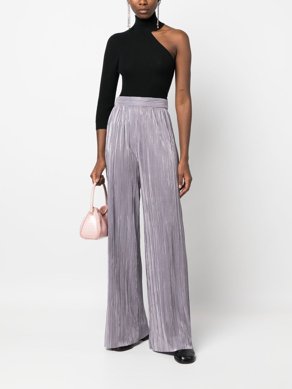 Sabina Musayev Plissé-effect Wide-leg Trousers In Grey | ModeSens