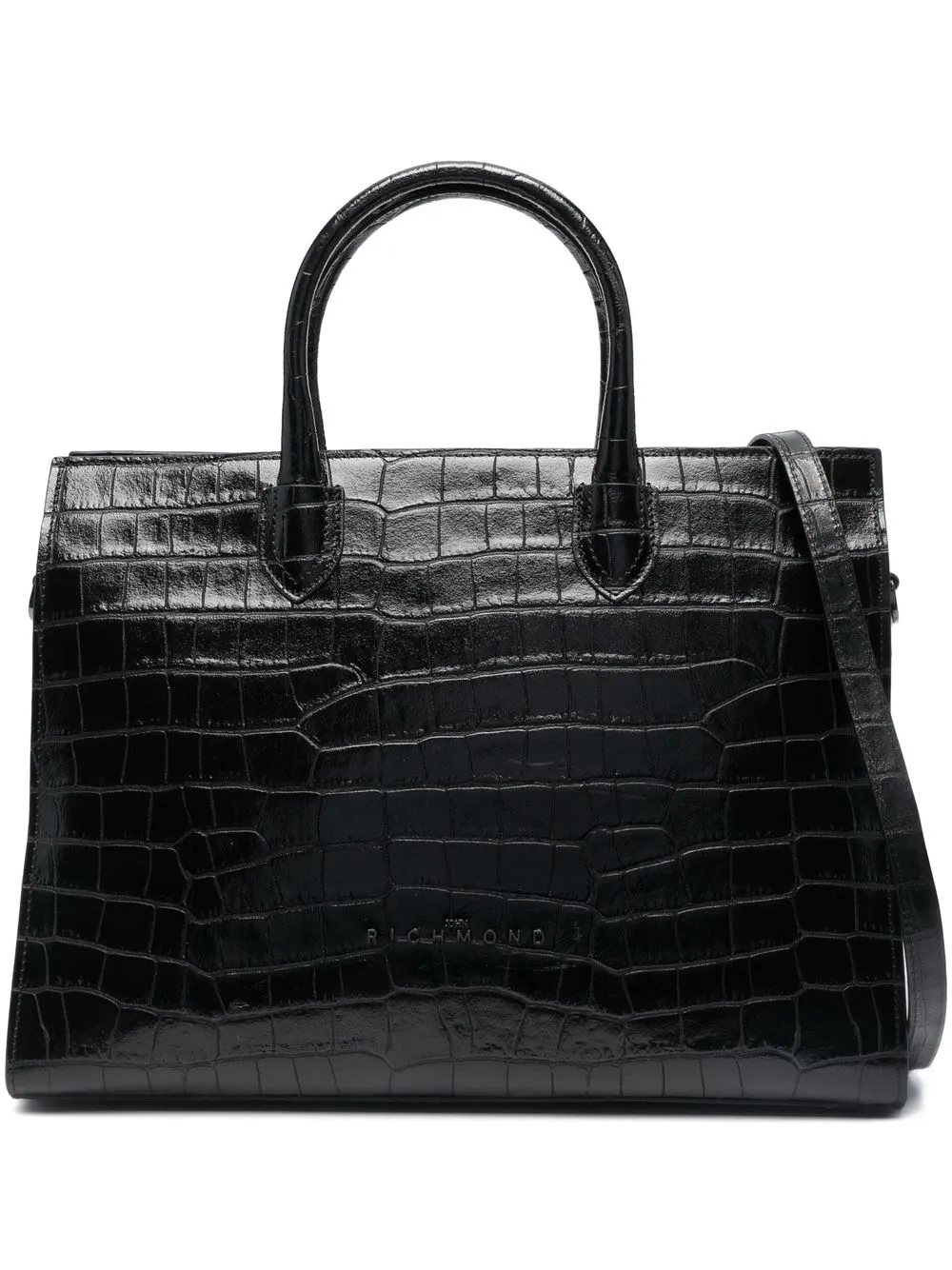 

John Richmond logo leather shopping bag - Black