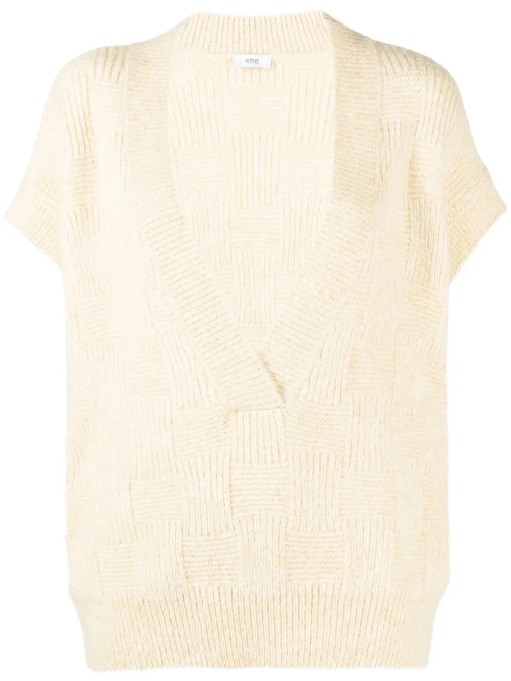 

Closed checkerboard ribbed-knit vest - Neutrals