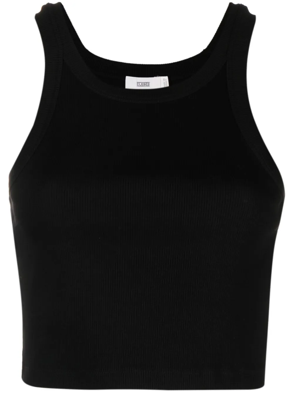 Closed ribbed-knit cropped tank top