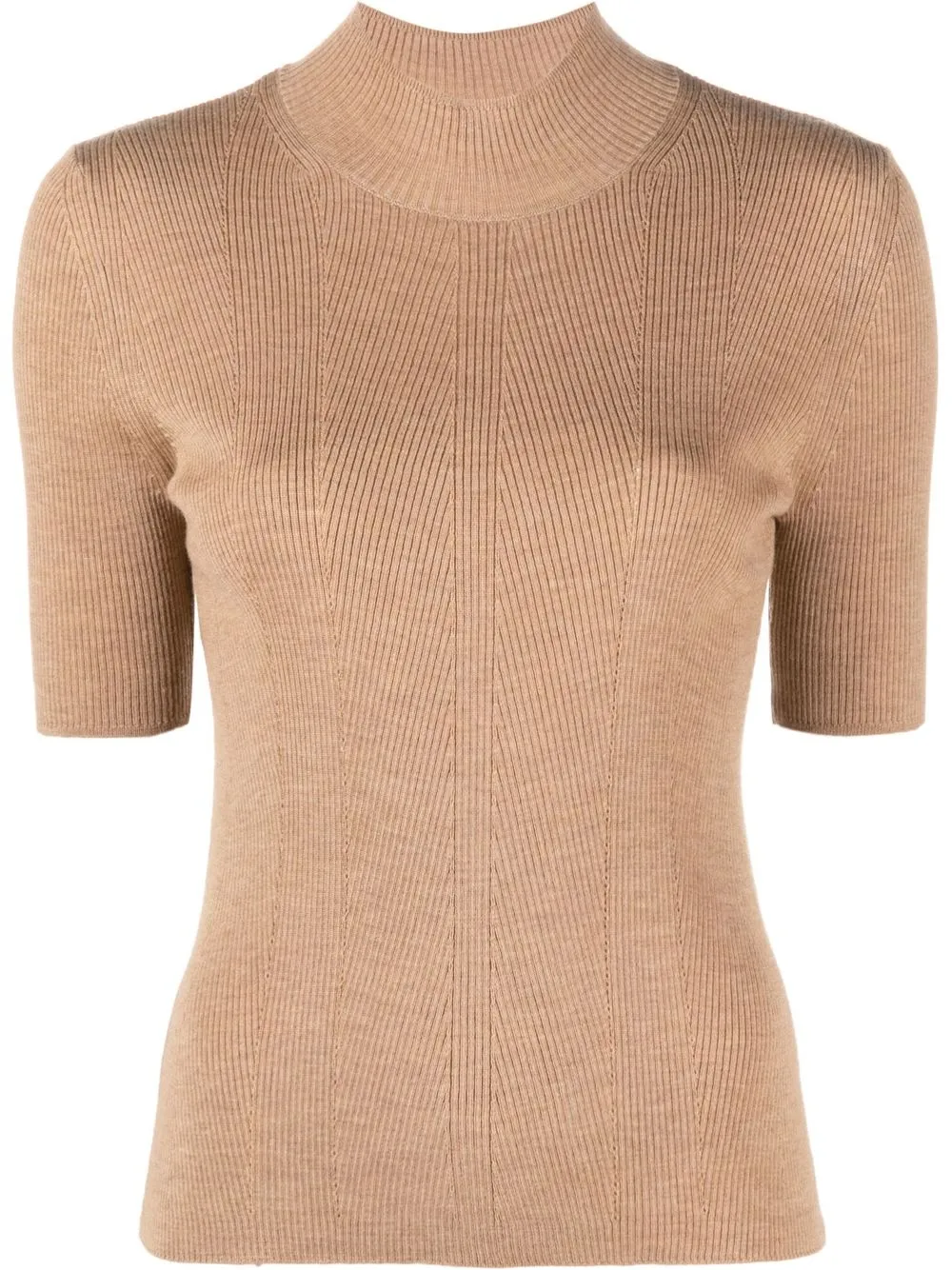 

Closed fine-ribbed knit top - Brown