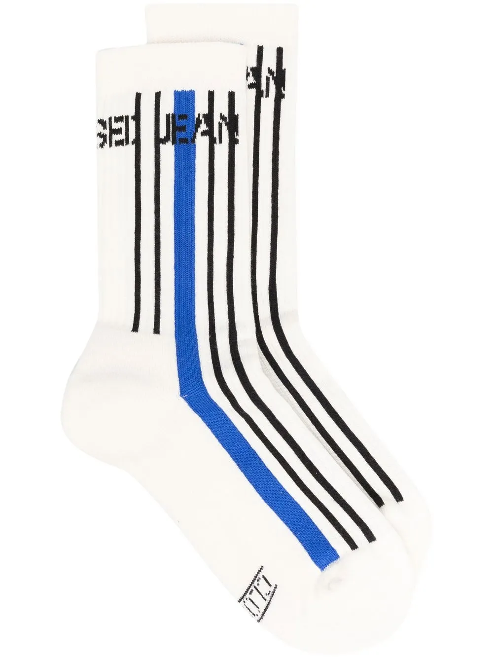 

Closed logo-intarsia striped socks - White