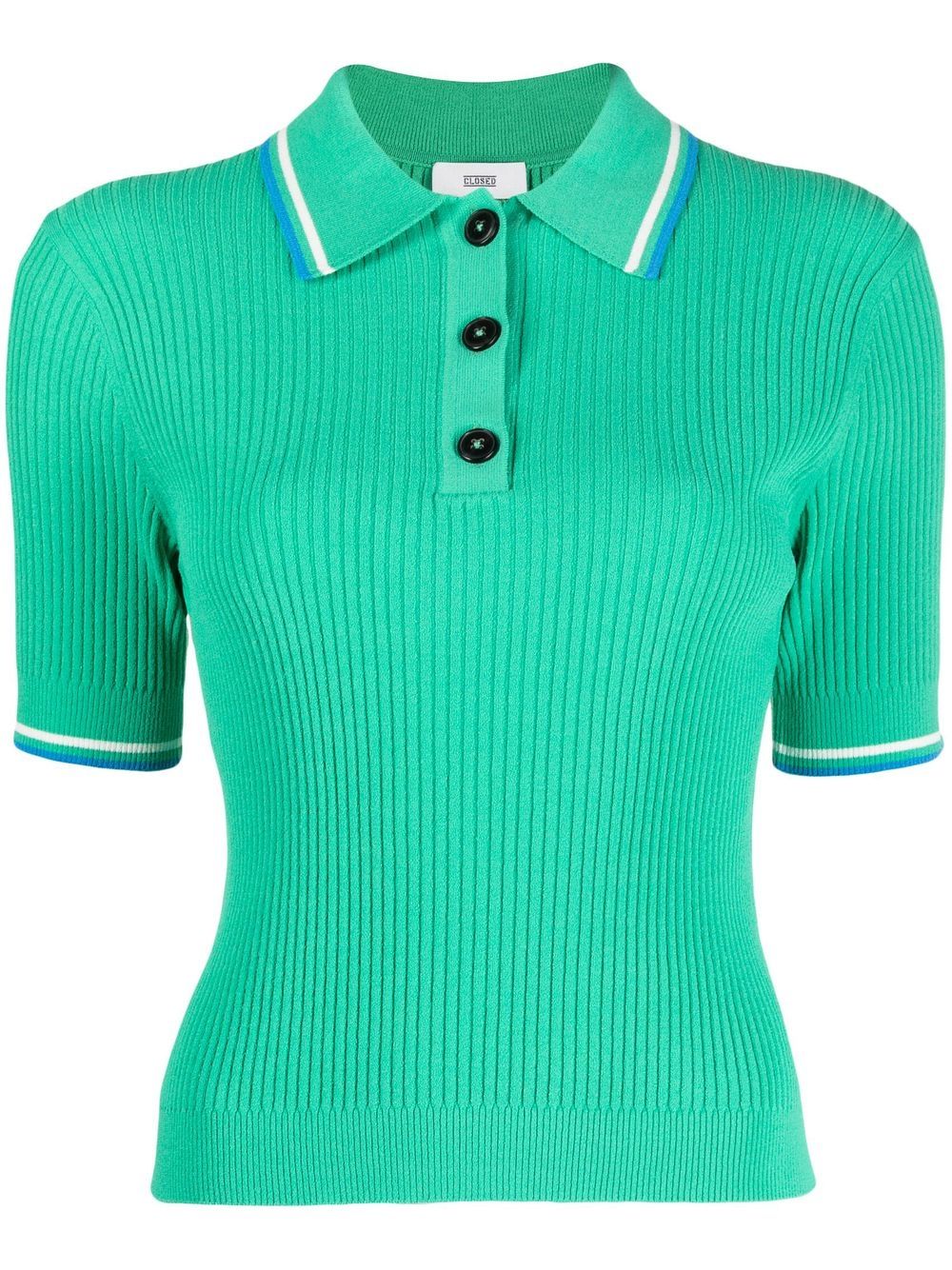 Closed Geripptes Poloshirt In Green