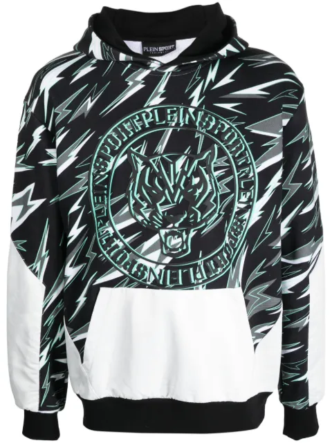 Plein Sport lightning-print color-block hoodie