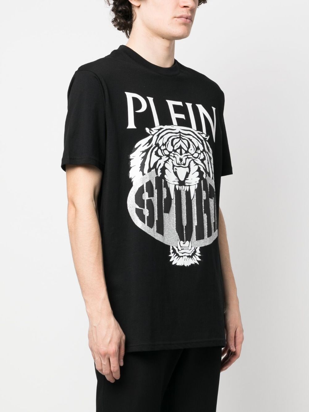 Shop Plein Sport Ss Tiger Round-neck T-shirt In Schwarz