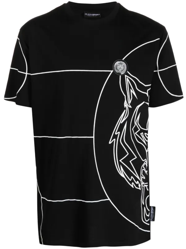Plein Sport Logo tiger print T shirt Black FARFETCH PH