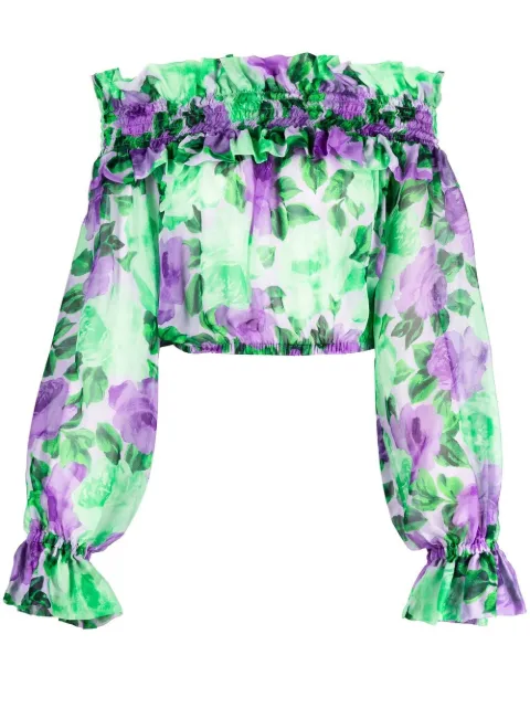 P.A.R.O.S.H. blusa con hombros descubiertos y estampado floral