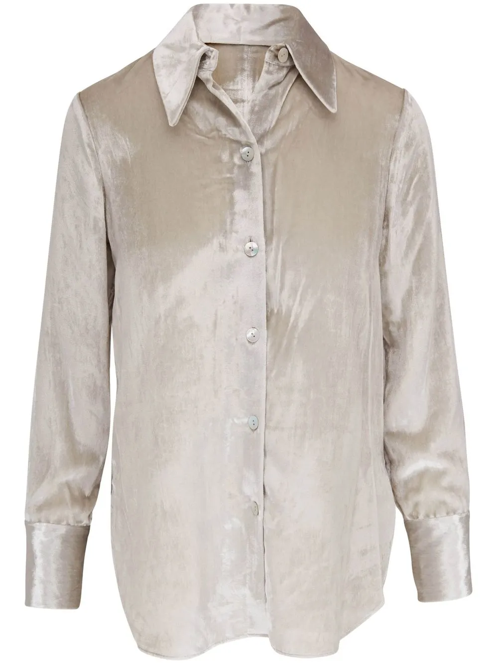 

Vince velvet-finish long-sleeved shirt - Neutrals