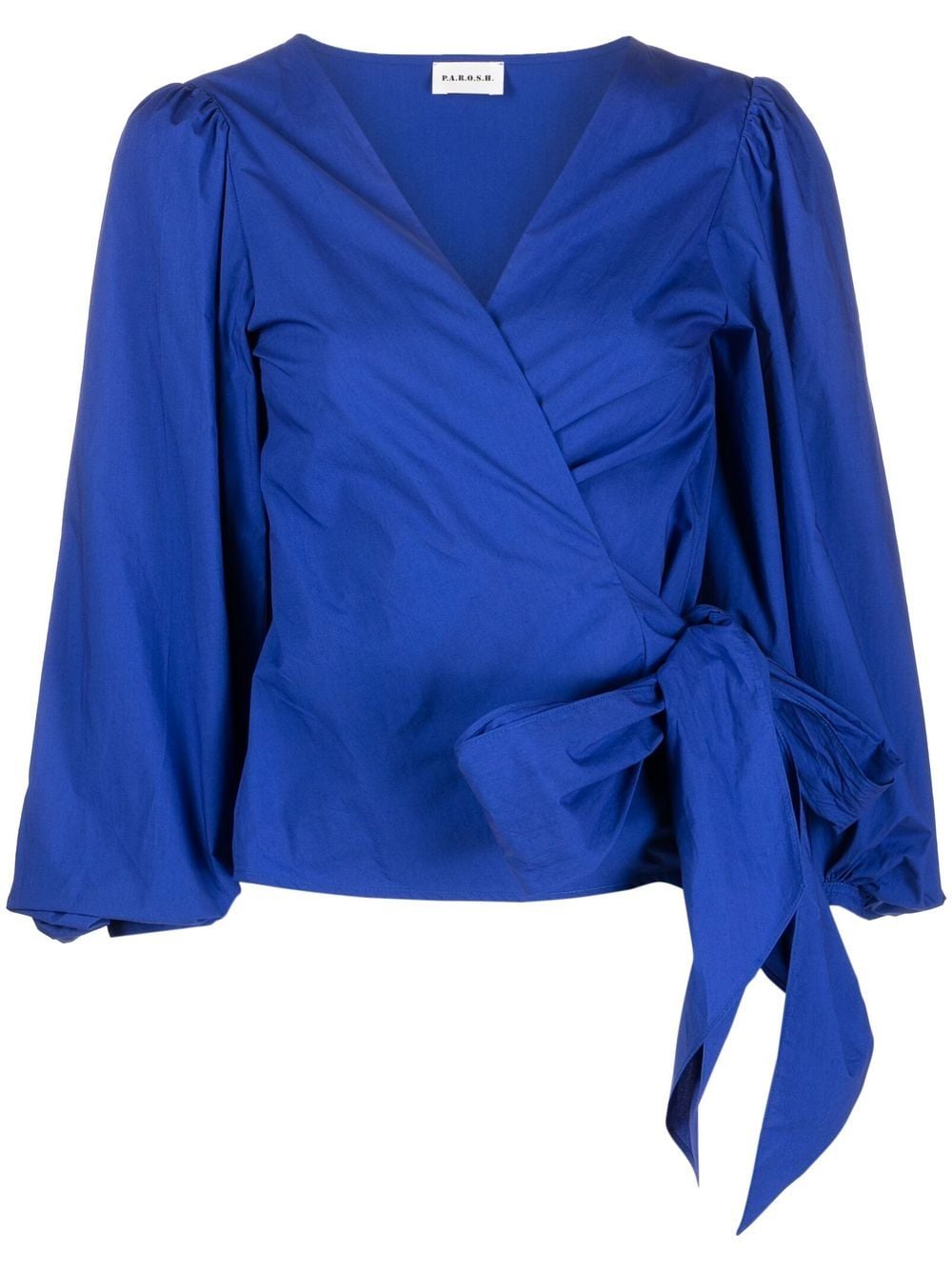 P.a.r.o.s.h Side-tie Puff-sleeve Blouse In Blue