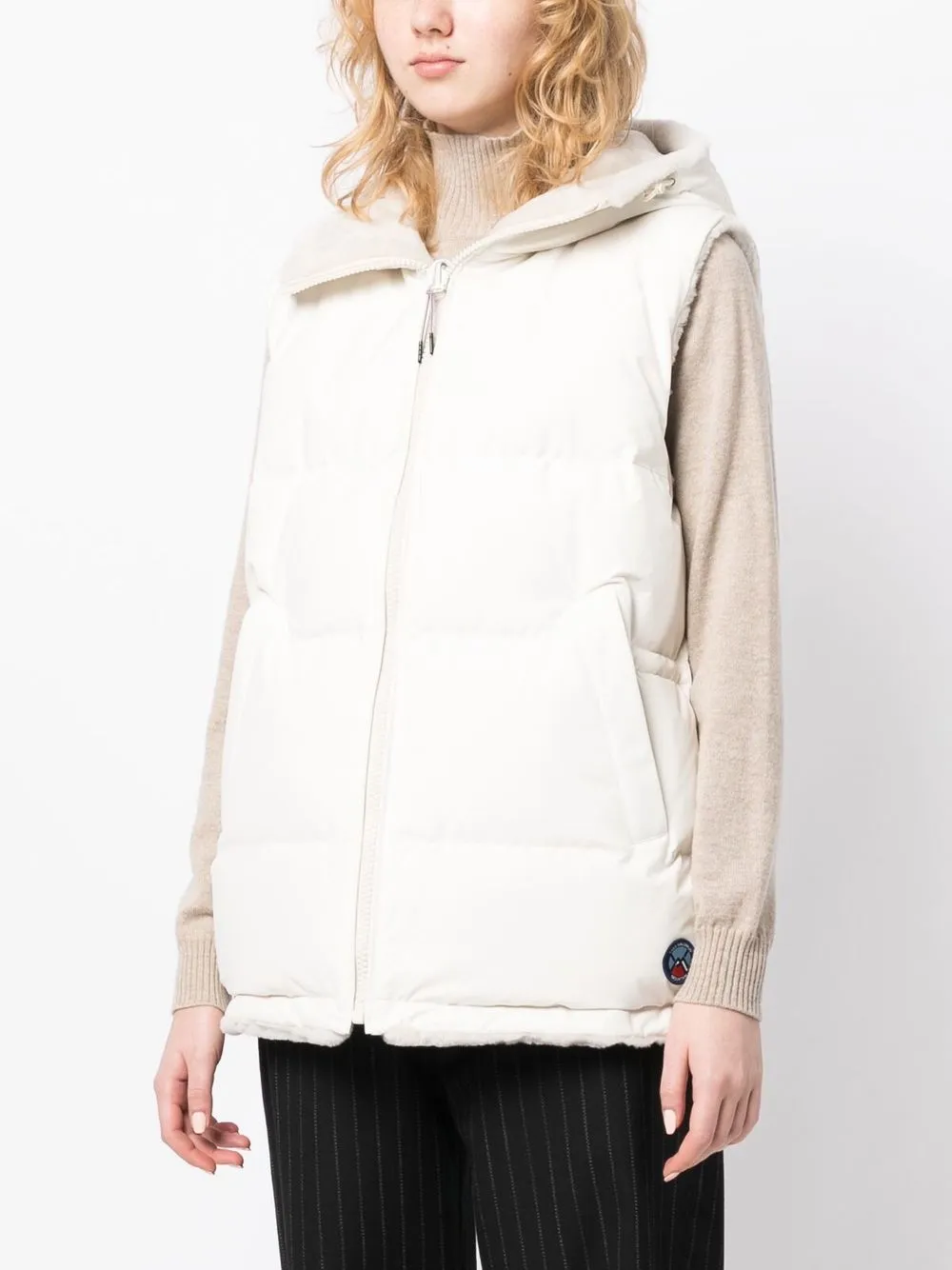 Shop Yves Salomon Reversible Shearling Gilet In White