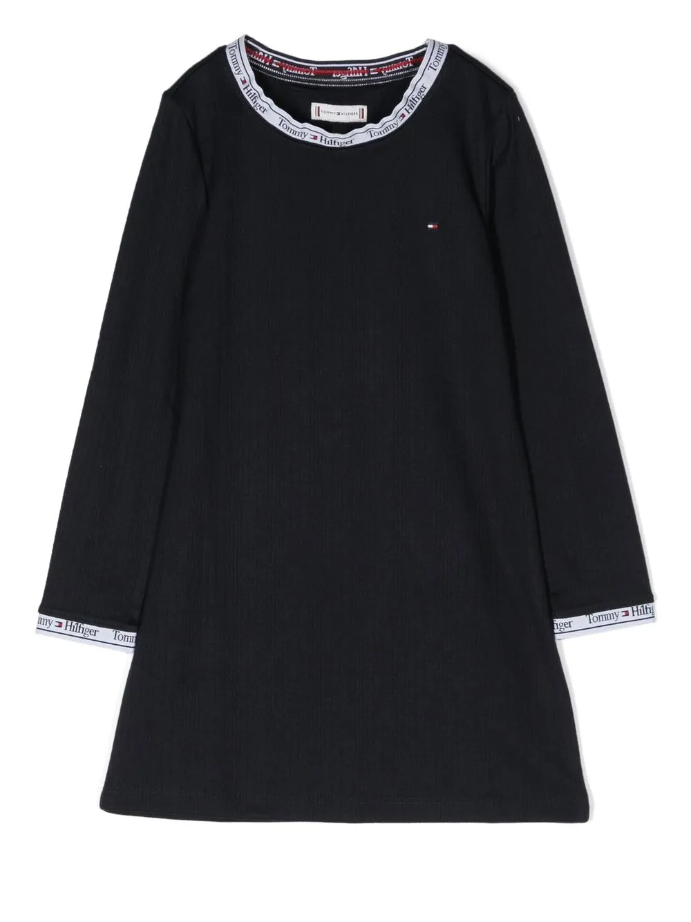 

Tommy Hilfiger Junior vestido tejido de canalé con logo estampado - Azul