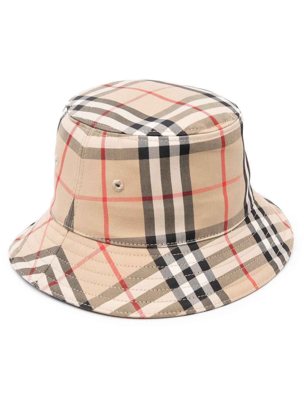 Burberry Babies' Vintage Check Print Cotton Bucket Hat In Neutrals