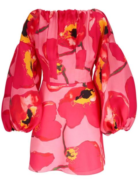 Carolina Herrera puff-sleeved floral mini dress Women