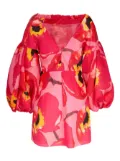 Carolina Herrera puff-sleeved floral mini dress - Pink