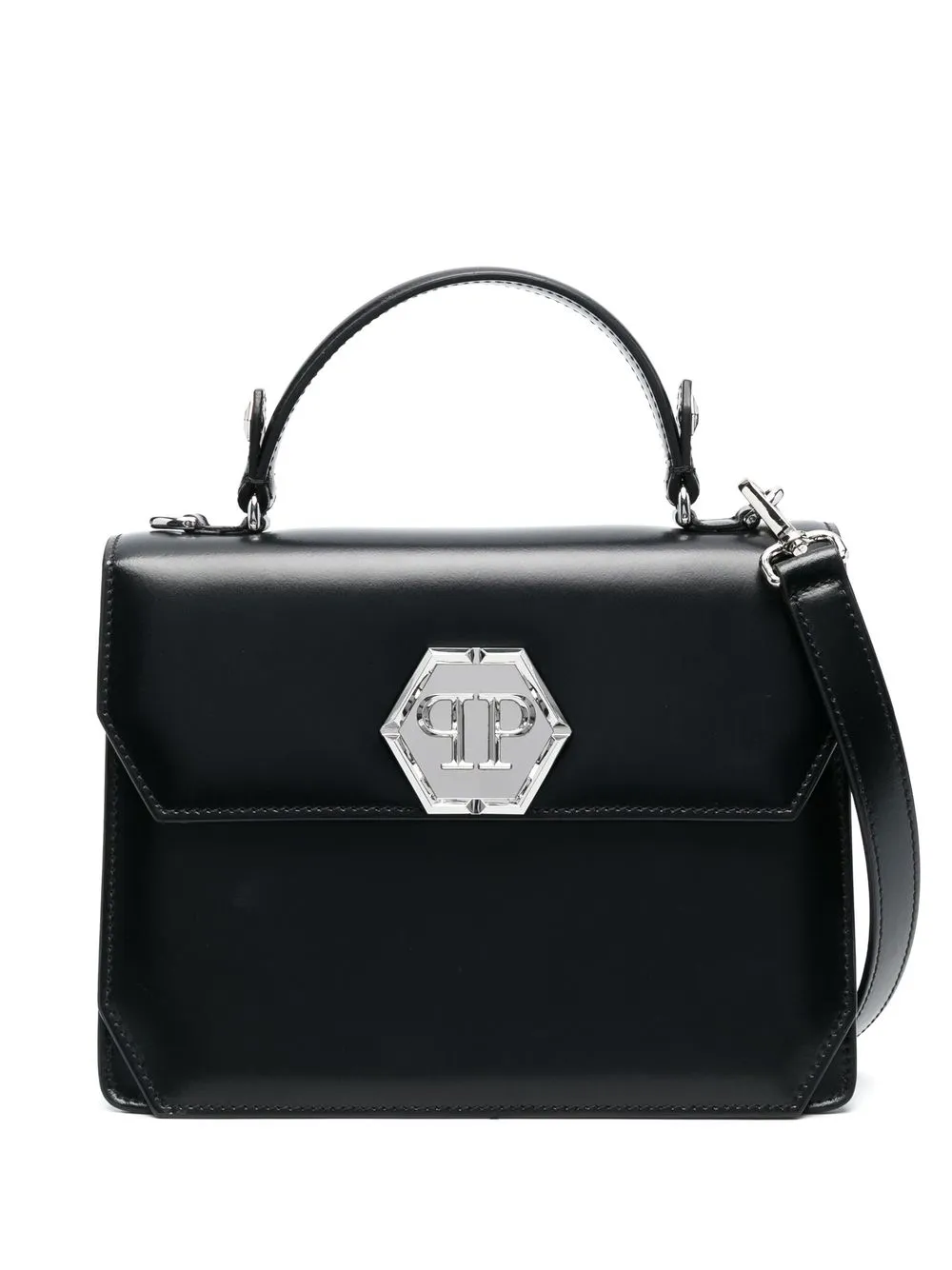 Philipp Plein Handtasche Mit Logo-schild In Black