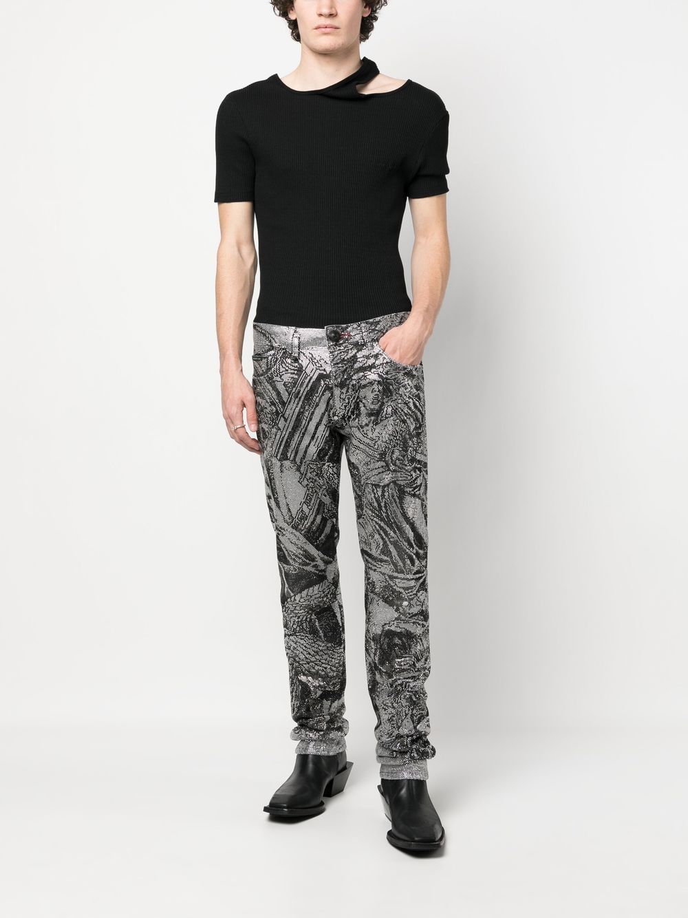 Shop Philipp Plein Crystal-embellished Jeans In Black