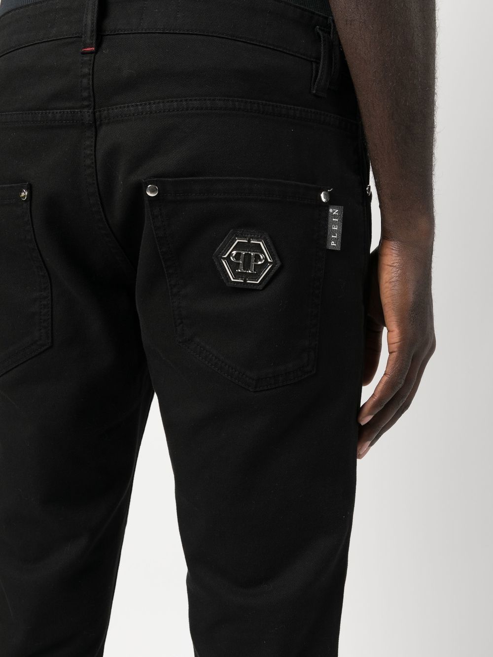 Shop Philipp Plein Skinny-cut Low-rise Jeans In Black