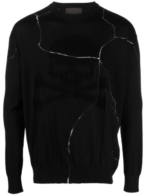 Philipp Plein cracked-effect wool jumper Men