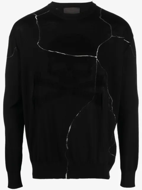 Philipp Plein cracked-effect wool jumper