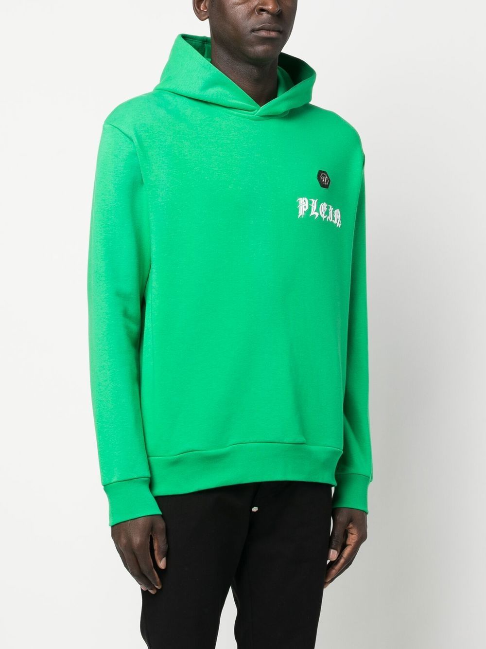 Shop Philipp Plein Logo.print Cotton Hoodie In Green