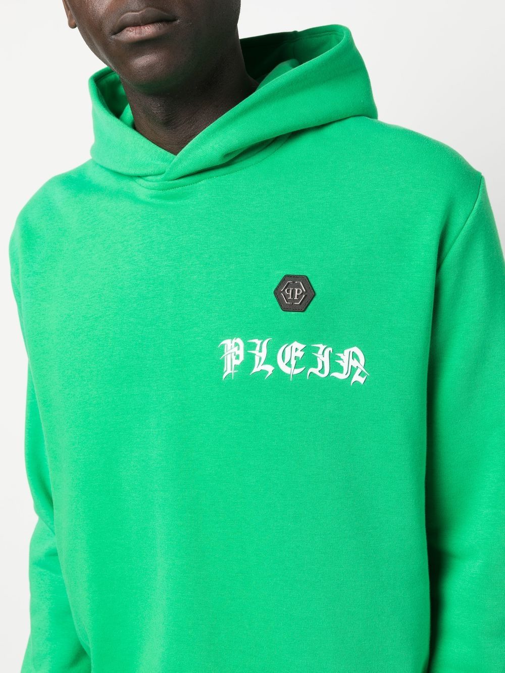 Shop Philipp Plein Logo.print Cotton Hoodie In Green