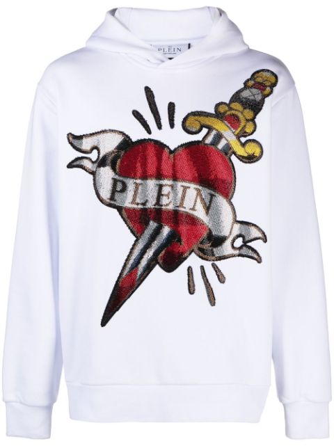 Philipp Plein heart & dagger rhinestone-embellished hoodie Men