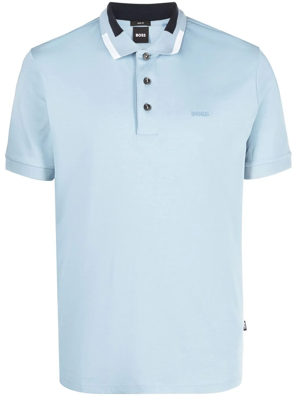 

BOSS logo plaque cotton polo shirt - Blue