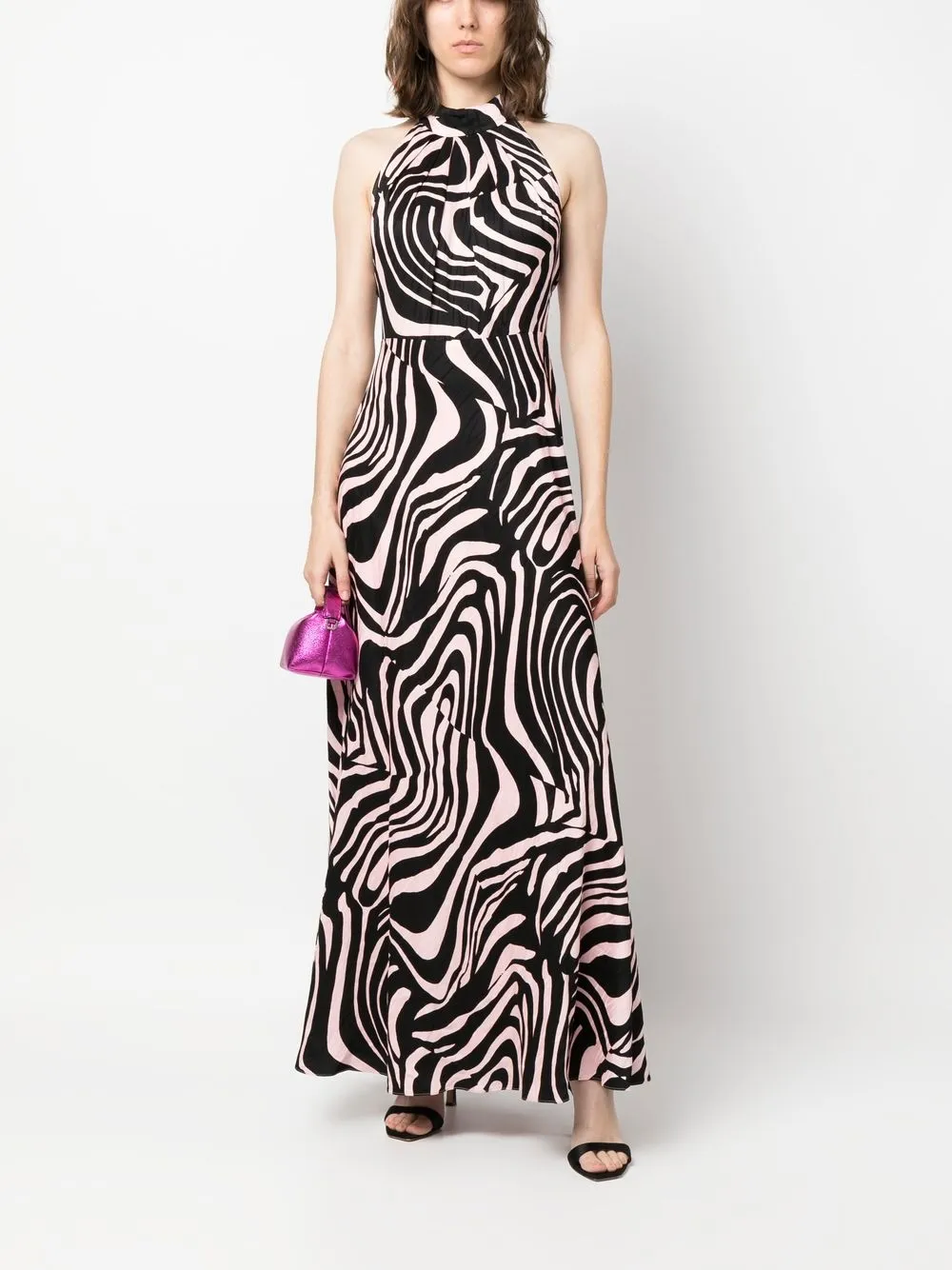 DVF Diane von Furstenberg Halterjurk met abstracte print - Zwart