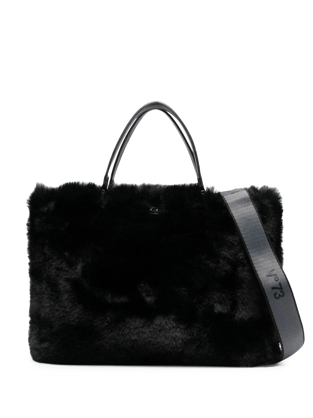 

V°73 faux-fur tote bag - Black