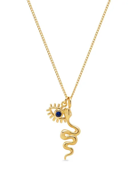 Nialaya Jewelry snake and evil eye pendant necklace