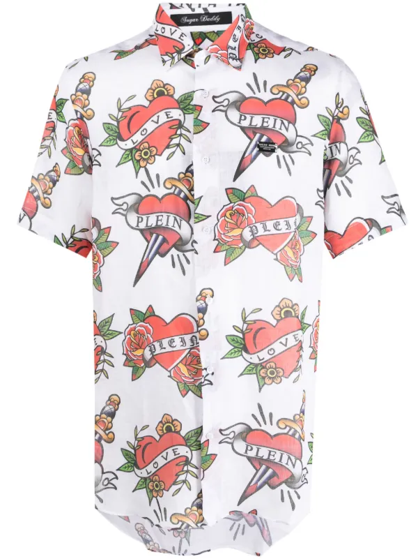 Philipp Plein Chemise Sugar Daddy Cut SS Love Blanc FARFETCH CM
