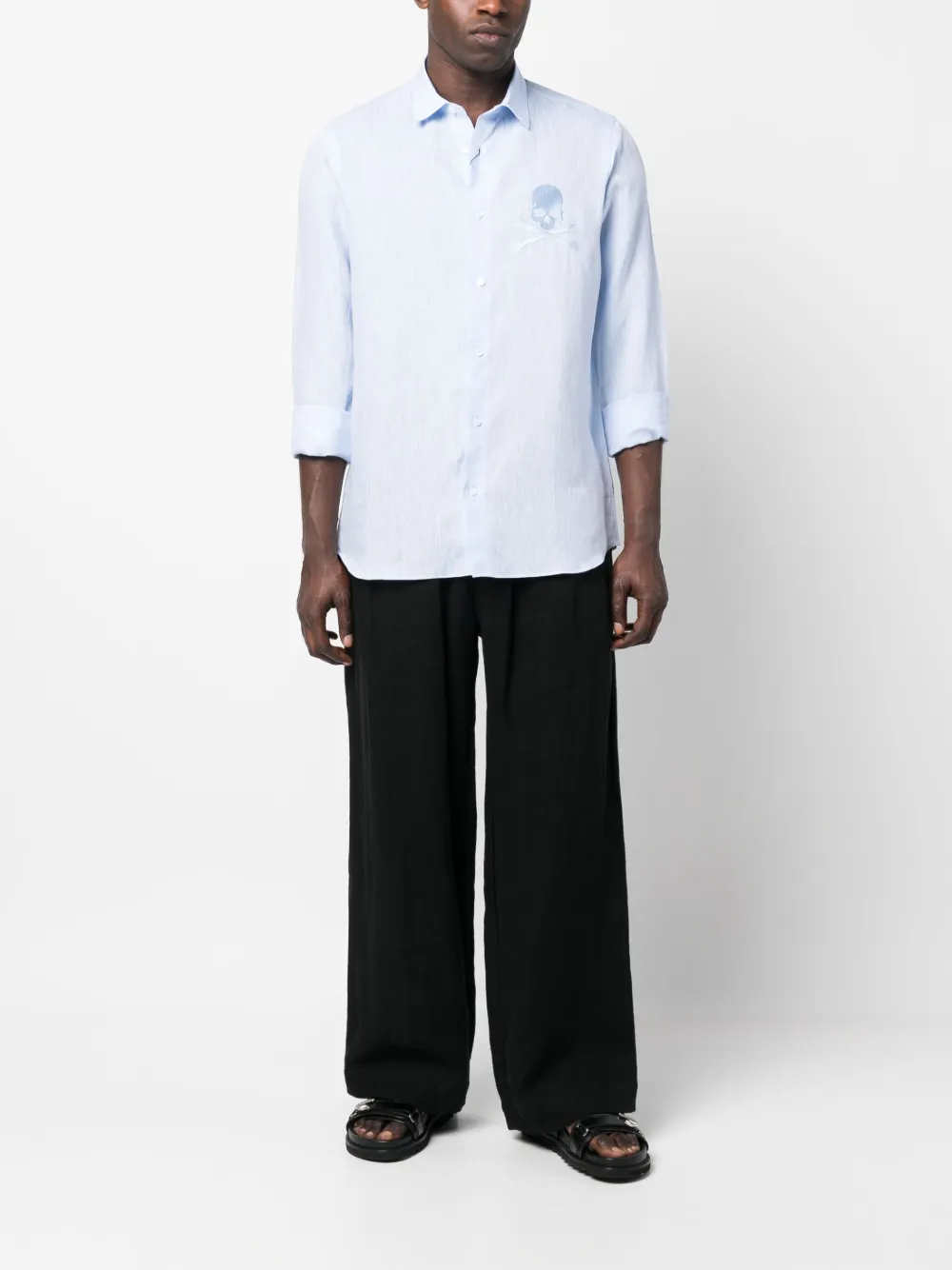 Philipp Plein Linnen overhemd - Blauw
