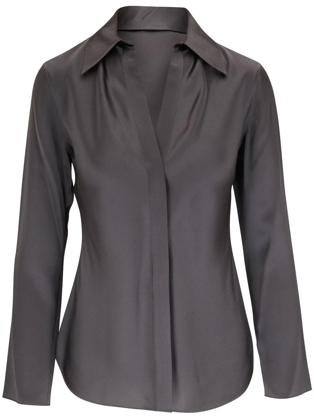 

Vince camisa de seda con cuello en V - Gris