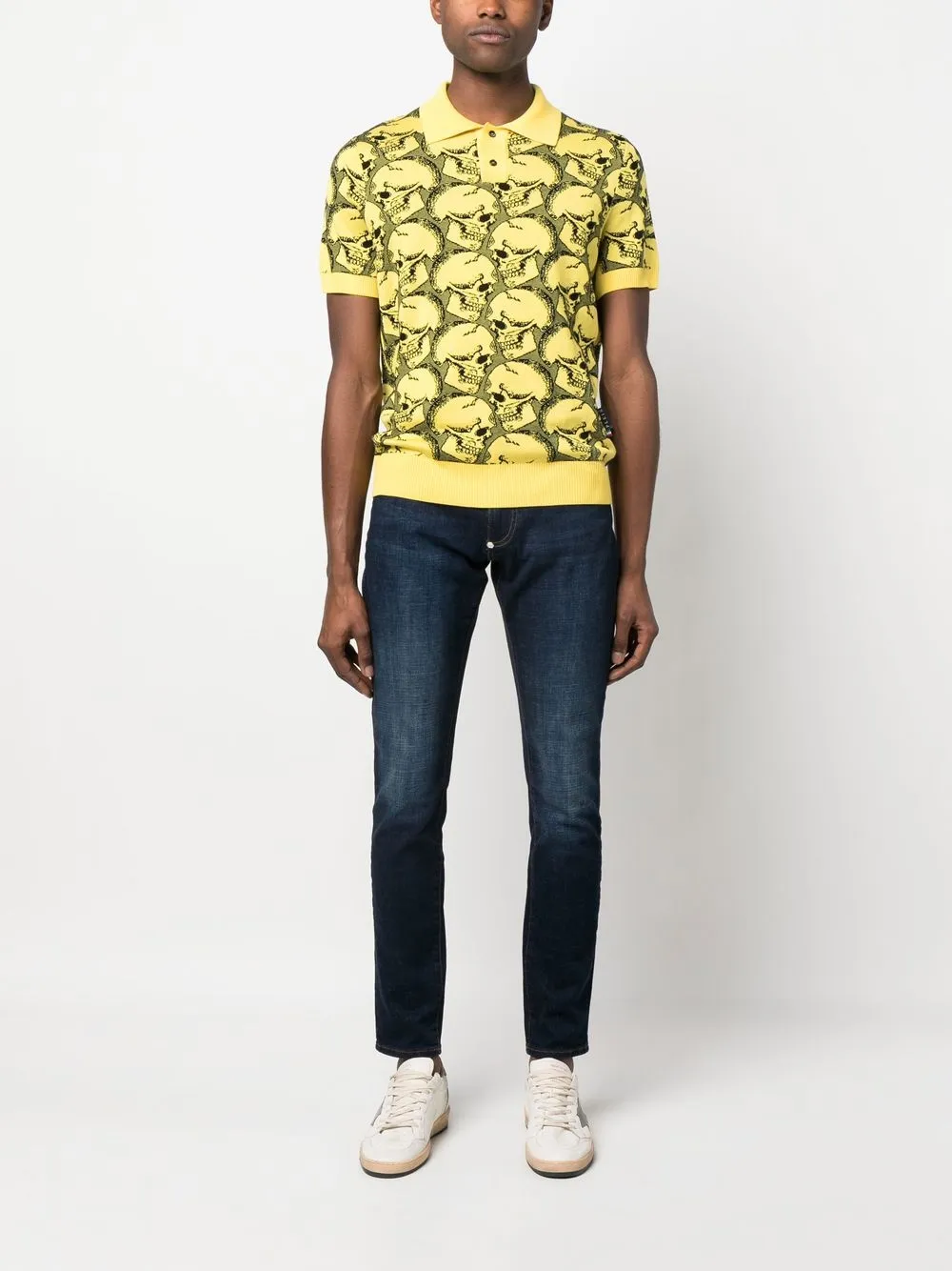 Philipp Plein Poloshirt met doodskopprint - Geel
