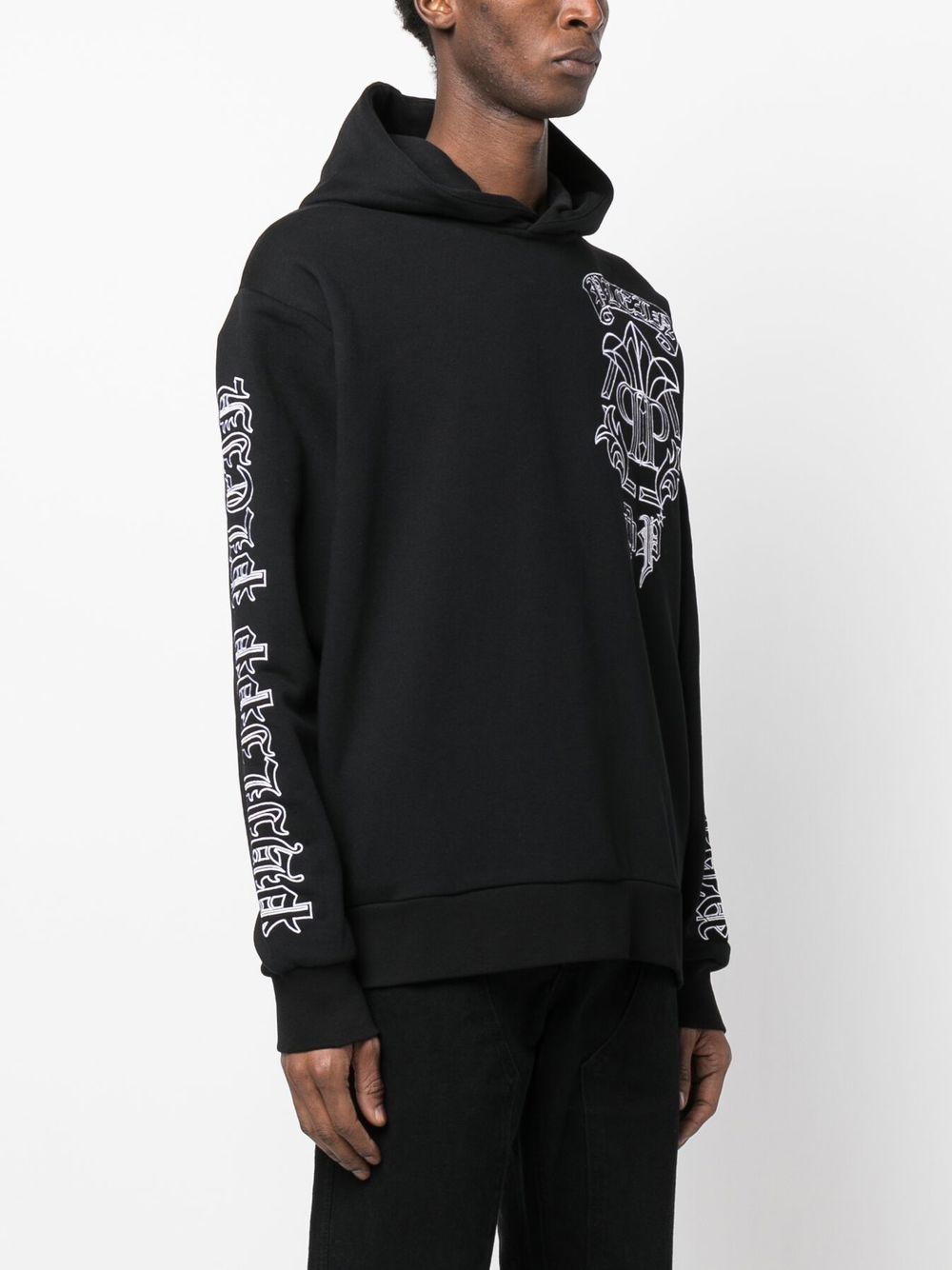 Shop Philipp Plein Skull-print Logo-embroidered Hoodie In Black